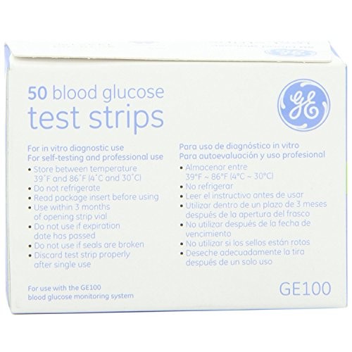 GE100 Blood Glucose Test Strips - 4/Boxes of 50 Strips = 200/Total Strips