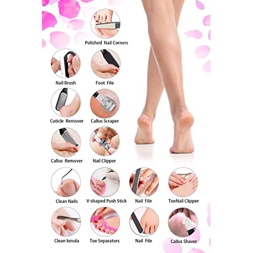 Professional Pedicure Tools Set, 23 in 1 Stainless Steel Foot Care Kit Foot R...