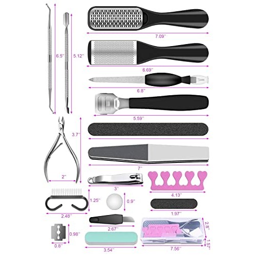 Professional Pedicure Tools Set, 23 in 1 Stainless Steel Foot Care Kit Foot R...