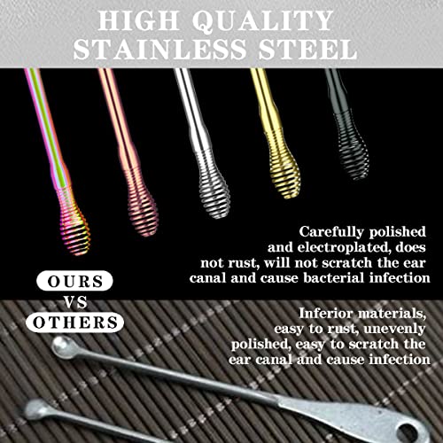 Ear Pick Earwax Removal Kit, 5pcs Spiral Massage Ear Pick Ear Canal Cleaner S...