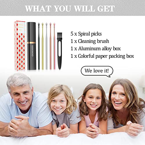 Ear Pick Earwax Removal Kit, 5pcs Spiral Massage Ear Pick Ear Canal Cleaner S...