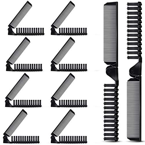 10 Pieces Portable Travel Folding Comb and Brush Combo Compact Foldable Hair ...