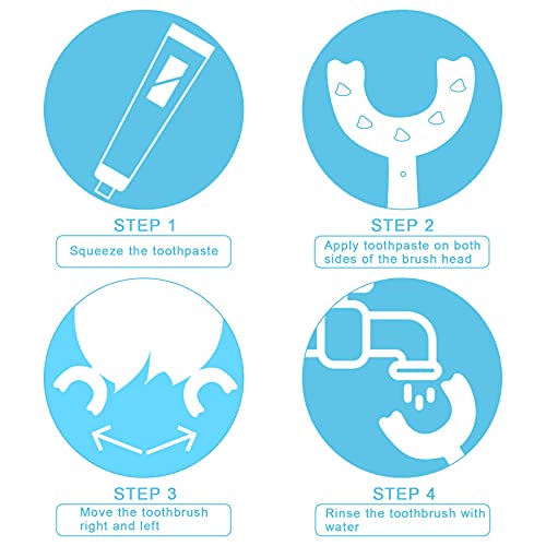 4 Pack Kids U Shaped Toothbrush with Silicone Brush Head Whitening Massage To...