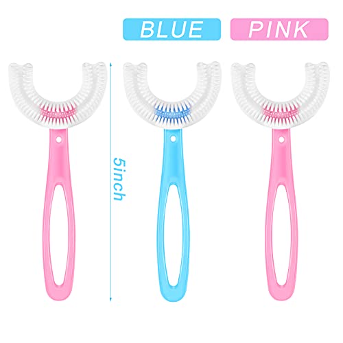 4 Pack Kids U Shaped Toothbrush with Silicone Brush Head Whitening Massage To...