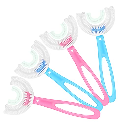 4 Pack Kids U Shaped Toothbrush with Silicone Brush Head Whitening Massage To...