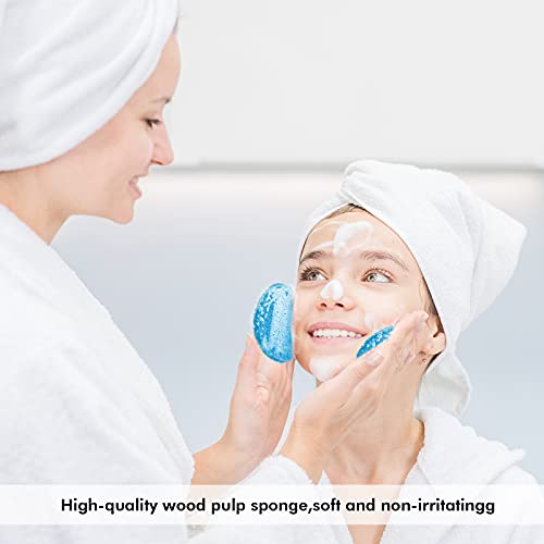 50 Pieces Compressed Natural Facial Sponges Round Soft Face Exfoliator Cleans...