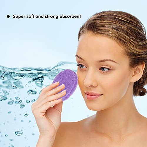 50 Pieces Compressed Natural Facial Sponges Round Soft Face Exfoliator Cleans...