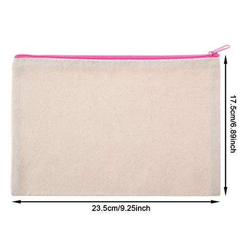 12 Pieces canvas makeup bag Cosmetic Pouches with Zipper blank Canvas Bag Pen...