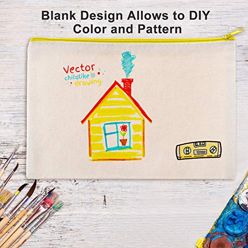 12 Pieces canvas makeup bag Cosmetic Pouches with Zipper blank Canvas Bag Pen...