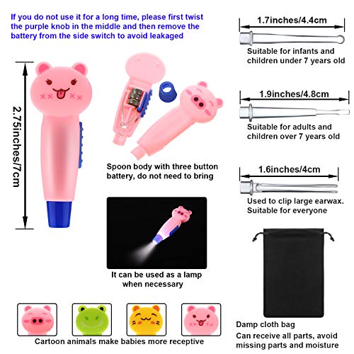 Earwax Remover Tool - 4 Pieces LED Earwax Spoon Safe Ear Pick Spoon and Stain...