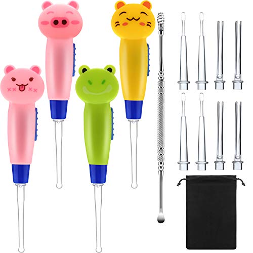 Earwax Remover Tool - 4 Pieces LED Earwax Spoon Safe Ear Pick Spoon and Stain...