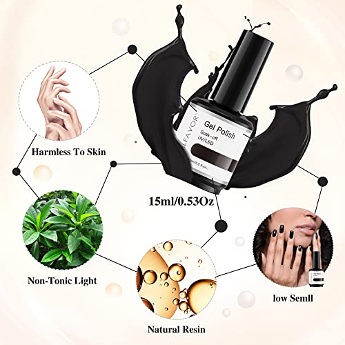 Gelfavor Gel Nail Polish 1 Pcs 15ml Pure Black Popular Colors Soak Off Gel Po...