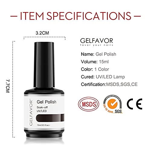 Gelfavor Gel Nail Polish 1 Pcs 15ml Pure Black Popular Colors Soak Off Gel Po...