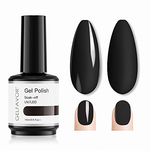 Gelfavor Gel Nail Polish 1 Pcs 15ml Pure Black Popular Colors Soak Off Gel Po...
