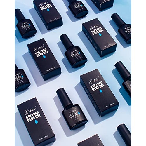 Gelike 6 in 1 Nail Glue Gel for Acrylic Nails Long Lasting, Curing Needed UV ...