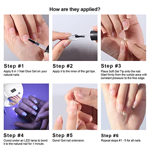 Gelike 6 in 1 Nail Glue Gel for Acrylic Nails Long Lasting, Curing Needed UV ...