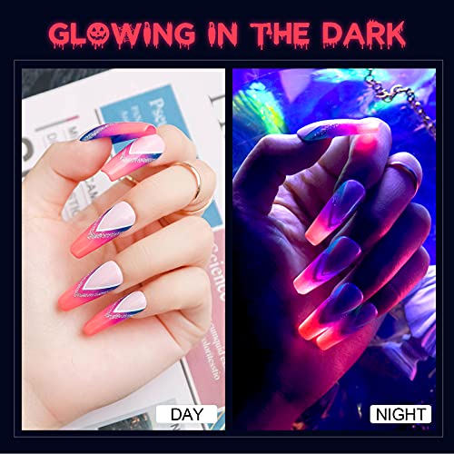 Gelike Glow in the Dark Gel Nail Polish Neon Luminous Gel Polish Set Fluoresc...
