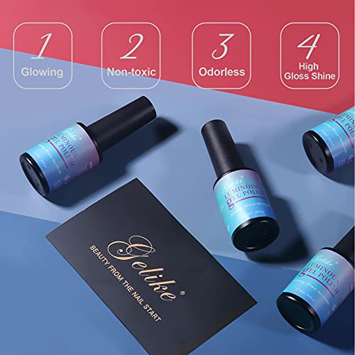 Gelike Glow in the Dark Gel Nail Polish Neon Luminous Gel Polish Set Fluoresc...