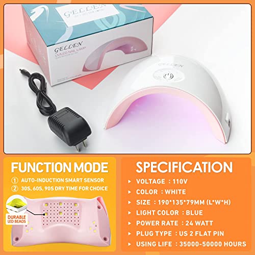 Gellen 10 Colors Gel Nail Polish Starter Kit With UV/LED Light, 24W Nail Drye...