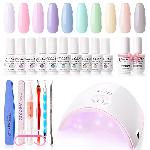 Gellen 10 Colors Gel Nail Polish Starter Kit With UV/LED Light, 24W Nail Drye...