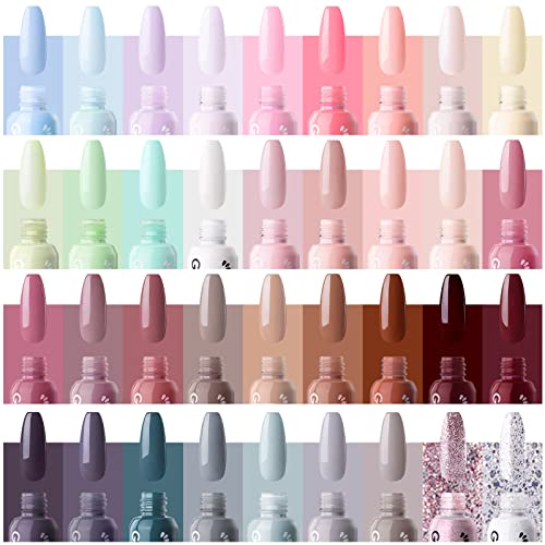 Gellen 36 Colors Gel Nail Polish Kit - With No Wipe Top&Base Coat Matte Top C...
