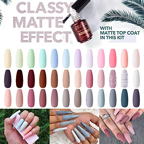 Gellen 36 Colors Gel Nail Polish Kit - With No Wipe Top&Base Coat Matte Top C...