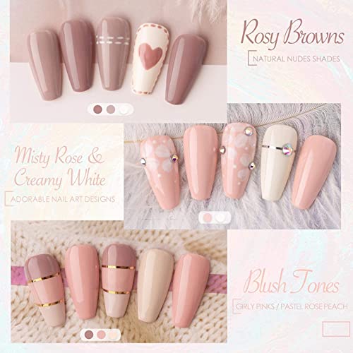 Gellen Gel Nail Polish Kit- Gentle Nudes Series Nude Neutrals 6 Colors, Warm ...