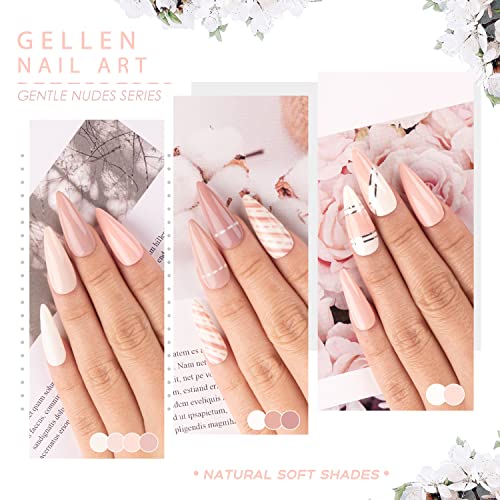 Gellen Gel Nail Polish Kit- Gentle Nudes Series Nude Neutrals 6 Colors, Warm ...
