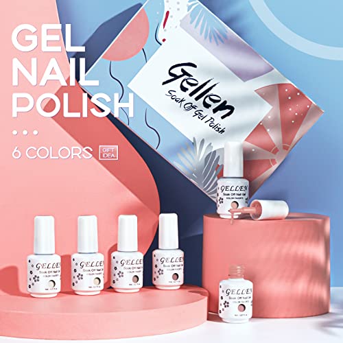 Gellen Gel Nail Polish Kit- Gentle Nudes Series Nude Neutrals 6 Colors, Warm ...
