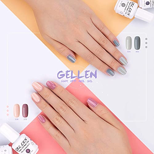 Gellen Gel Nail Polish Kit- Nude Grays 6 Colors, Popular Nail Art Design Clas...