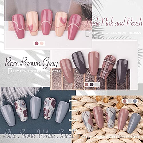 Gellen Gel Nail Polish Kit- Nude Grays 6 Colors, Popular Nail Art Design Clas...