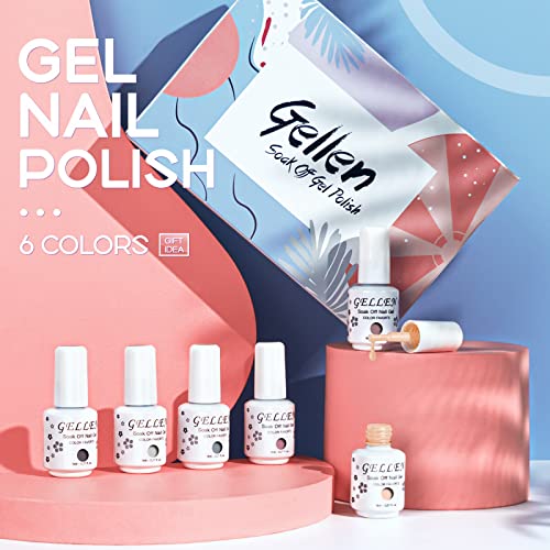 Gellen Gel Nail Polish Kit- Nude Grays 6 Colors, Popular Nail Art Design Clas...