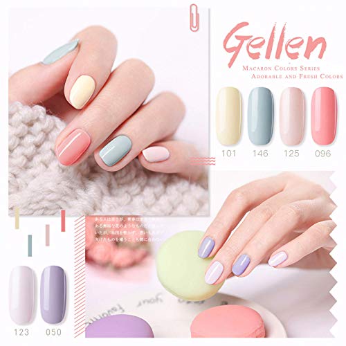 Gellen Gel Nail Polish Set - Macaron Series 6 Colors, Popular Girly Fresh Nai...