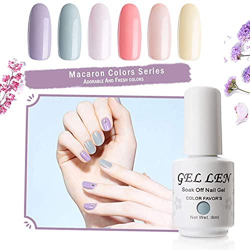 Gellen Gel Nail Polish Set - Macaron Series 6 Colors, Popular Girly Fresh Nai...
