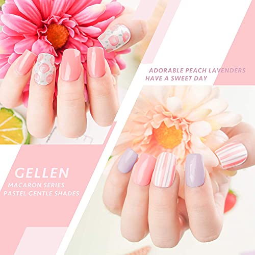 Gellen Gel Nail Polish Set - Macaron Series 6 Colors, Popular Girly Fresh Nai...