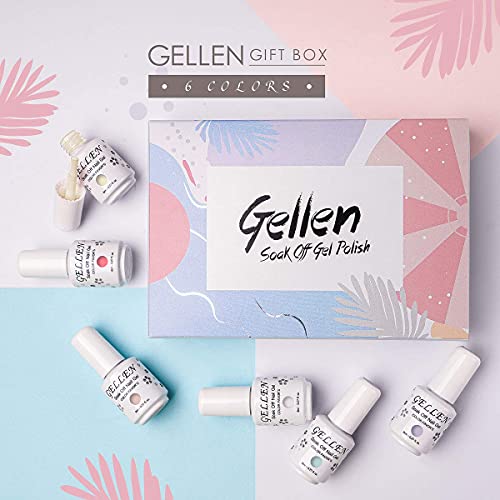 Gellen Gel Nail Polish Set - Macaron Series 6 Colors, Popular Girly Fresh Nai...