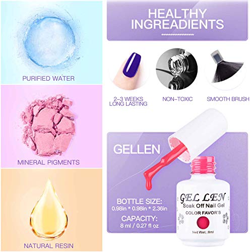 Gellen Gel Nail Polish Set - Macaron Series 6 Colors, Popular Girly Fresh Nai...