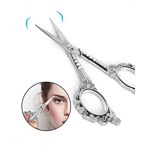 Eyebrow Grooming Scissors, Gemice Vintage Stainless Steel Cuticle Precision B...