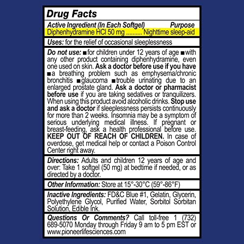 GenCare - Nighttime Sleep Aid Pills for Adults | Diphenhydramine HCl 50mg (18...