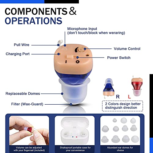 Rechargeable Hearing Amplifier Nano hearing aids for seniors Mini Invisible H...