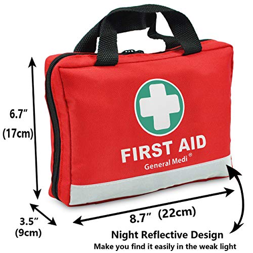 First Aid Kit -309 Pieces- Reflective Bag Design - Including Eyewash, Bandage...