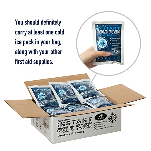 Instant Ice Cold Pack (4”x 5.5”) – Set of 25 Disposable Cold Therapy Ice Pack...
