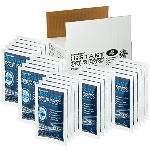 Instant Ice Cold Pack (4”x 5.5”) – Set of 25 Disposable Cold Therapy Ice Pack...
