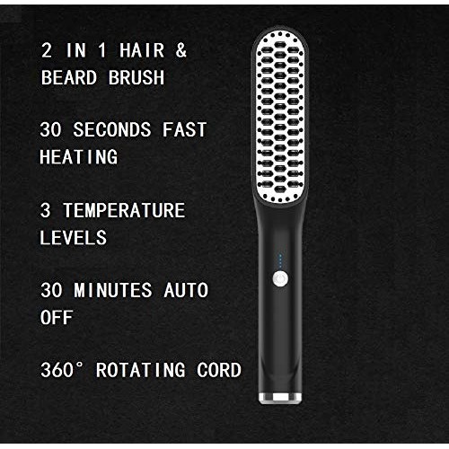 Beard Straightener, Hair Straightener Brush, Anion Beard Straightening Comb, ...
