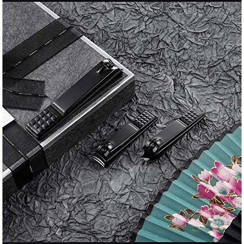 Nail Clippers Set Black Matte Stainless Steel Fingernail & Thick Toenail & In...