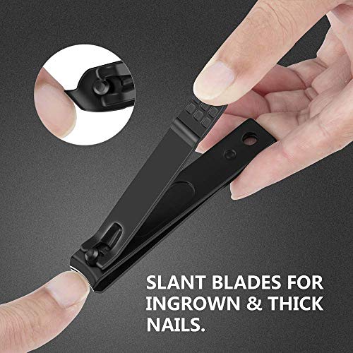Nail Clippers Set Black Matte Stainless Steel Fingernail & Thick Toenail & In...