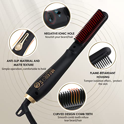 Beard Straightener Comb, Beard Brush for Men with Beard Balm, Portable Hair S...