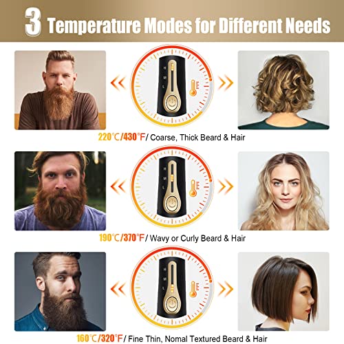 Beard Straightener Comb, Beard Brush for Men with Beard Balm, Portable Hair S...