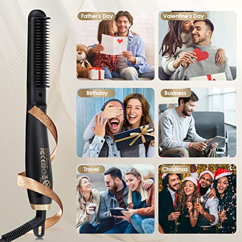 Beard Straightener Comb, Beard Brush for Men with Beard Balm, Portable Hair S...