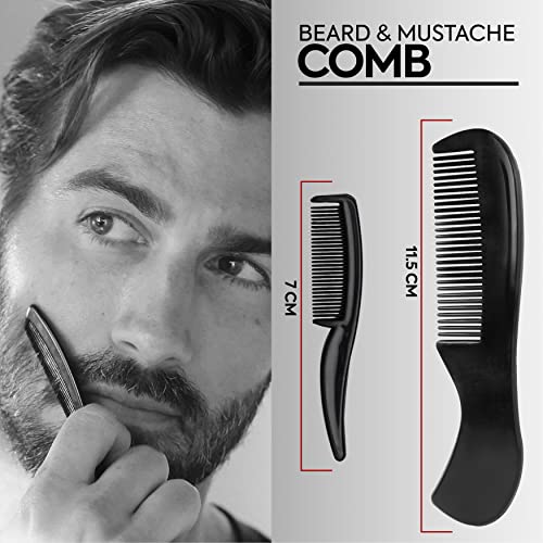 BROSTACHE German Beard and Mustache Stainless Steel Scissors 5" ,2 Combs,1 Le...